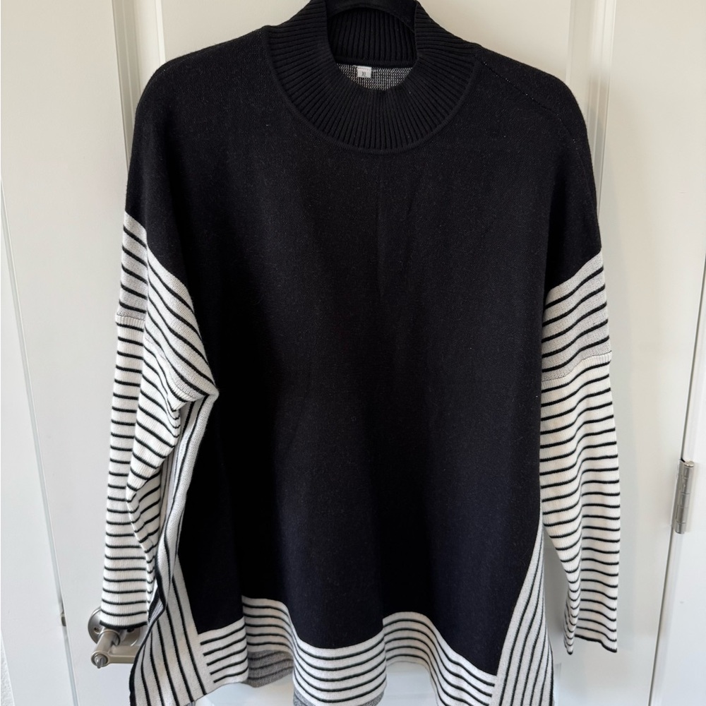 NWOT Black and White Striped Sweater